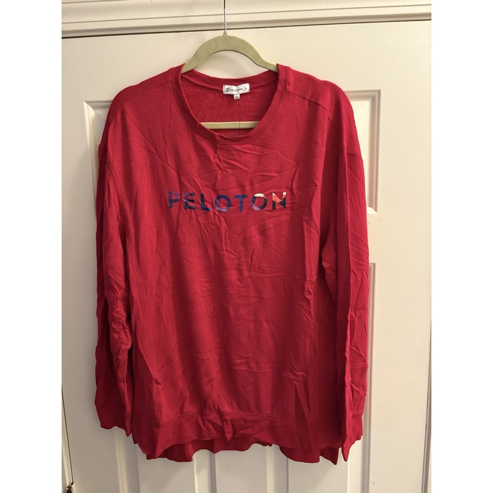NWT Peloton Long Sleeve T-Shirt Pink Round Neck Athletic Wear Women's Size Large